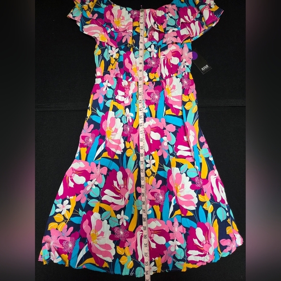 a.n.a Floral Tropical Print Dress Size Small Nwt Off Shoulder Flirty Fun Dress - Picture 2 of 9